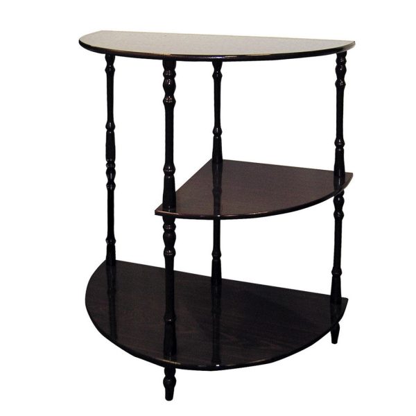 26  Tall 3-Tier Wooden End Table, Crescent Shape with Cherry finish For Discount