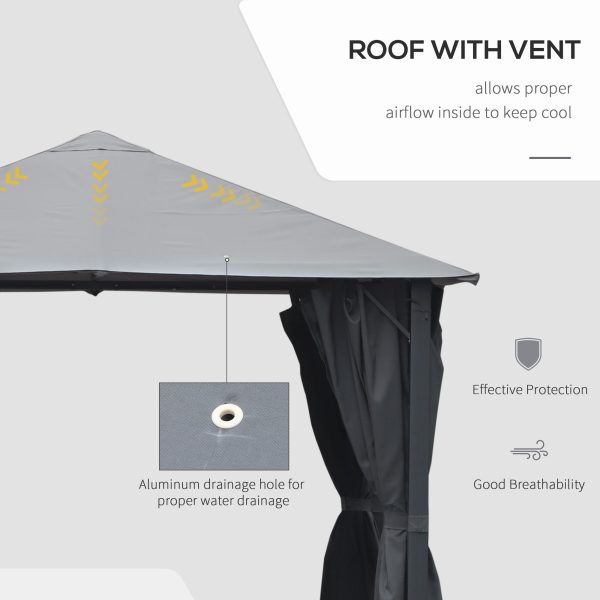 10  x 10  Patio Gazebo, Outdoor Gazebo Canopy Shelter with Netting & Curtains, Vented Roof, for Garden, Lawn, Backyard and Deck, Black Sale