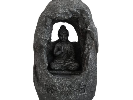 8.3x5.9x13.6  Decorative Gray Tabletop Water Fountain with Sitting Buddha and LED Light, for Indoor Outdoor For Discount