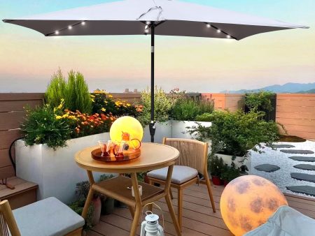 10 x 6.5t Rectangular Patio Solar LED Lighted Outdoor Umbrellas with Crank and Push Button Tilt for Garden Backyard Pool Swimming Pool Supply