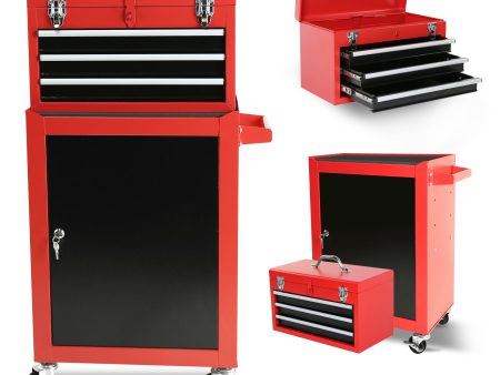 3-Drawer Rolling Tool Chest with Wheels, Tool Chest with Large Storage Cabinet and Adjustable Shelf, Removable Portable Top Box with Locking System Tool Chest for Garage, Warehouse For Sale