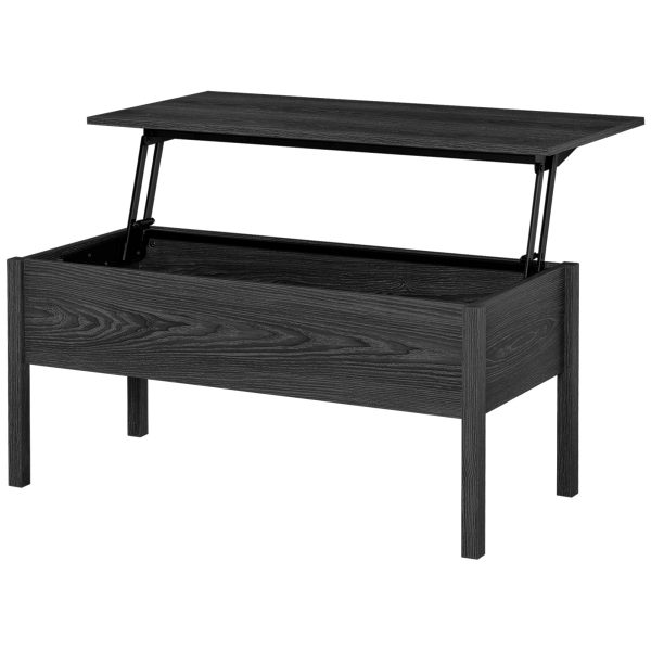 39  Modern Lift Top Coffee Table Desk With Hidden Storage Compartment for Living Room, Black Woodgrain Online Sale