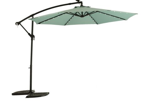 10ft Solar LED Offset Hanging Market Patio Umbrella  ( Light green ) Online now