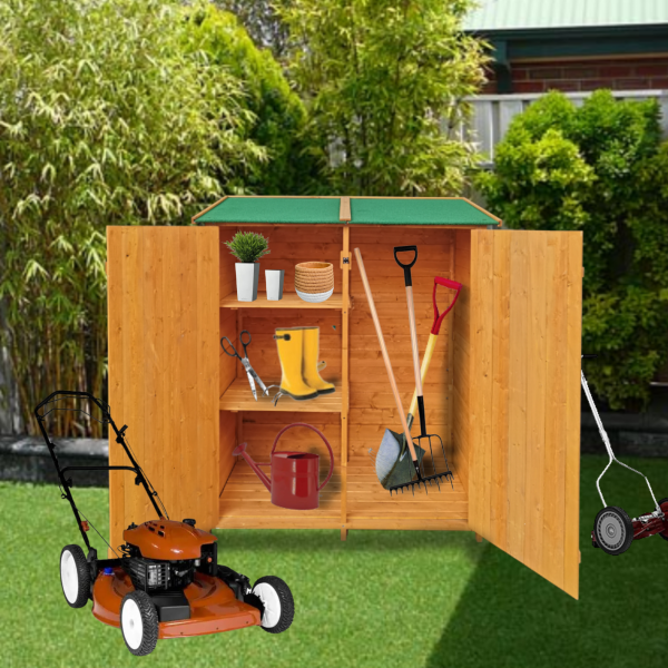 XWT011 WOODEN SHED Natural for backyard garden big Tool storage Flat roof tool room 63.58 X 24.6 X 53.15  Hot on Sale