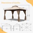 10 x13  Gazebo, Outdoor Gazebo with Mosquito Netting, Metal Frame Double Roof Soft Top Patio Gazebo Canopy Tent for Deck Backyard Garden Lawns (Khaki) on Sale