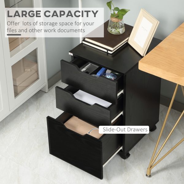 3 Drawer Office Storage Cabinet, Under Desk Cabinet with Wheels, Black Wood Grain Online Sale