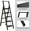 5-step ladder folding step stool, 5-step ladder with anti slip wide pedals, lightweight and easy to carry handle folding ladder, multi-purpose steel ladder, suitable for home and office use Discount