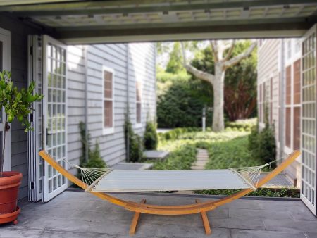 1-Person Hammock with Stand Set for Outside & Inside, Indoor Outdoor Standalone, plywood+canvas Online Sale