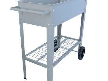 Aveyas Mobile Metal Raised Garden Bed Cart with Legs, Elevated Tall Planter Box with Wheels for Outdoor Indoors House Patio Backyard Vegetables Tomato DIY Herb Grow (Gray) Cheap