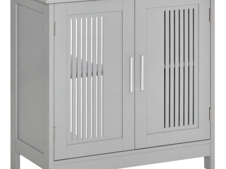 kleankin Modern Under Sink Cabinet with 2 Doors, Pedestal Under Sink Bathroom Cupboard, Bathroom Vanity Cabinet with Adjustable Shelves, Gray Online Sale