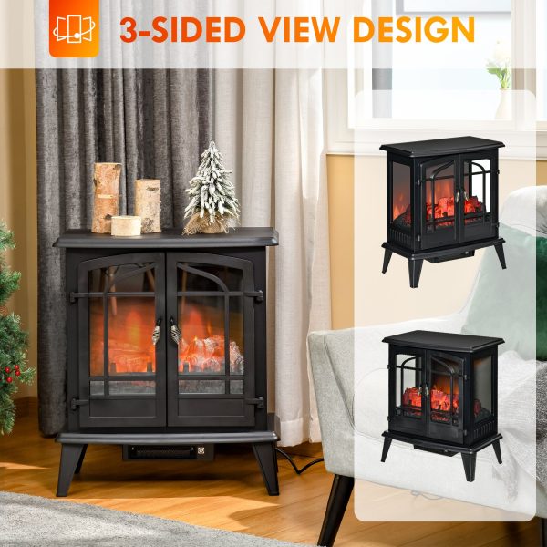 29  Electric Fireplace Heater, Freestanding Fire Place Stove with Realistic LED Log Flames and Overheating Safety Protection, 1400W, Black Hot on Sale