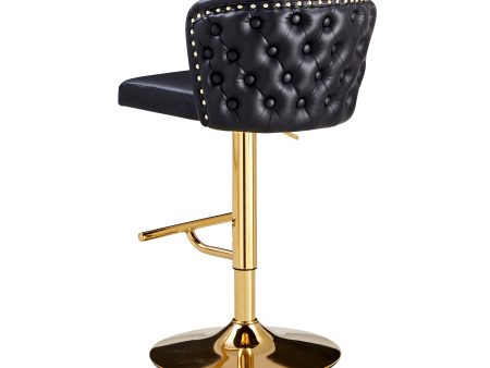 Swivel Barstools Adjusatble Seat Height, Modern PU Upholstered Bar Stools with the whole Back Tufted, for Home Pub and Kitchen Island BLACK, Set of 2 Supply