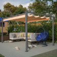 10  x 13  Aluminum Patio Pergola with Retractable Pergola Canopy, Backyard Shade Shelter for Porch, Outdoor Party, Garden, Grill Gazebo, Khaki Online