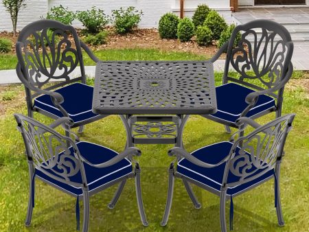 (Cushions In  Random Colors)5-Piece Set Of Cast Aluminum Patio Furniture With  Cushions Online now