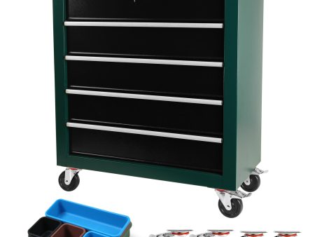 5-Drawers Rolling Tool Chest,Tool Cabinet on Wheels with Keyed Locking System and Drawer Liners,Tool Chest with Link Buckle and can be Combined to Large Cabinet Set,for Warehouse,Garage For Sale