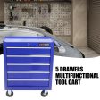 5 DRAWERS MULTIFUNCTIONAL TOOL CART WITH WHEELS-BLUE Cheap