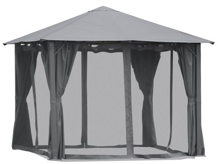 10  x 10  Patio Gazebo, Outdoor Gazebo Canopy Shelter with Netting & Curtains, Vented Roof, for Garden, Lawn, Backyard and Deck, Black Sale