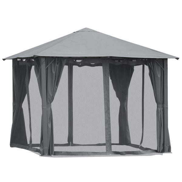 10  x 10  Patio Gazebo, Outdoor Gazebo Canopy Shelter with Netting & Curtains, Vented Roof, for Garden, Lawn, Backyard and Deck, Black Sale