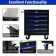 5 DRAWERS MULTIFUNCTIONAL TOOL CART WITH WHEELS-BLACK+BLUE on Sale