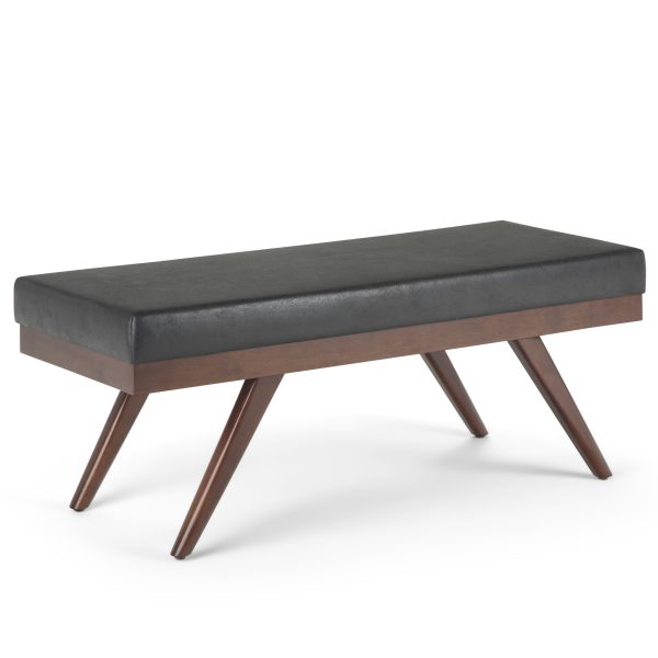 Chanelle - Mid Century Ottoman Bench - Distressed Black Online Hot Sale