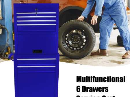 High Capacity Rolling Tool Chest with Wheels and Drawers, 6-Drawer Tool Storage Cabinet--BLUE Online now