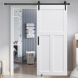 CRAZY ELF 28  x 80   T  Style Real Primed Door Slab + 6.6FT Barn Door Sliding Hardware + Adjustable Floor Guider + Pull Handle, DIY Unfinished Paneled Door, Modern Interior Barn Door, Moisture-proof Fashion