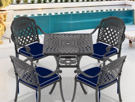 (Cushions In  Random Colors)5-Piece Set Of Cast Aluminum Patio Furniture With  Cushions For Discount