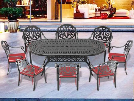 (Cushions In  Random Colors)9-Piece Set Of Cast Aluminum Patio Furniture With  Cushions Hot on Sale