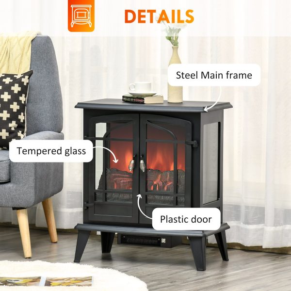 29  Electric Fireplace Heater, Freestanding Fire Place Stove with Realistic LED Log Flames and Overheating Safety Protection, 1400W, Black Hot on Sale