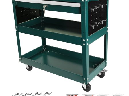 3 Tier Rolling Tool Cart, Heavy Duty Utility Cart Tool Organizer with Storage Drawer, Industrial Commercial Service Tool Cart for Mechanics, Garage, Warehouse & Repair Shop Hot on Sale