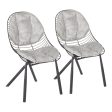 Wired Contemporary Chair in Black Metal with Light Grey Faux Leather Cushions by LumiSource - Set of 2 on Sale