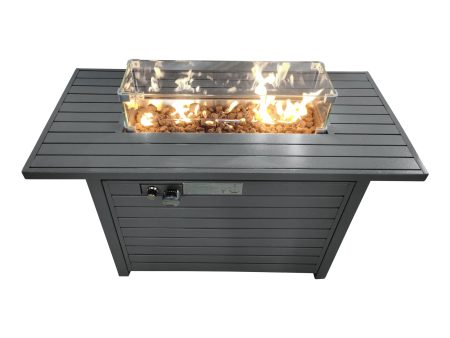 11   H x 42   L Steel Propane Outdoor Fire Pit Table with Lid Online now