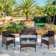 4 Piece Patio Furniture Wicker Conversation Set-• 1x Love Seat
 • 2x Arm Chairs
 • 1x Glass Coffee Table Online Hot Sale