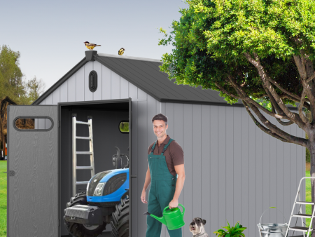 XWT013 8*10ft plastic storage shed for backyard garden big spire Tool storage For Discount