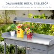 Outsunny Outdoor Potting Bench Table, Garden Work Station with Storage Cabinet, Open Shelf and Steel Tabletop, Gray Discount