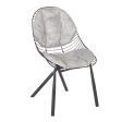 Wired Contemporary Chair in Black Metal with Light Grey Faux Leather Cushions by LumiSource - Set of 2 on Sale