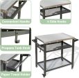 3-Shelf Outdoor Grill Table, Grill Cart with Wheels, Outdoor Pizza Oven and Food Prep Table, Blackstone Table with Stainless Steel Tabletop, Grill Stand for Blackstone Griddle for Outside BBQ Sale