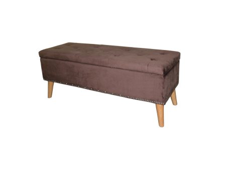 17  Tall Storage Bench, Brown Suede Online Sale