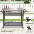 3-Shelf Outdoor Grill Table, Grill Cart with Wheels, Outdoor Pizza Oven and Food Prep Table, Blackstone Table with Stainless Steel Tabletop, Grill Stand for Blackstone Griddle for Outside BBQ Sale