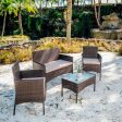 4 Piece Patio Furniture Wicker Conversation Set-• 1x Love Seat
 • 2x Arm Chairs
 • 1x Glass Coffee Table Online Hot Sale