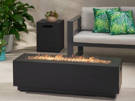 [Ship to Canada only]50000 BTU Outdoor Rectangle Iron Propane Fire Pit Table with Tank Holder - Dark Gray Online Sale