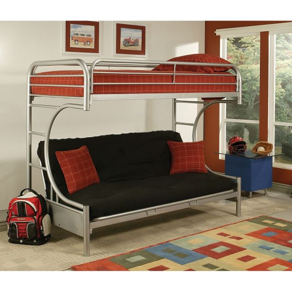 ACME Eclipse Bunk Bed (Twin XL Queen Futon) in Silver 02093SI on Sale