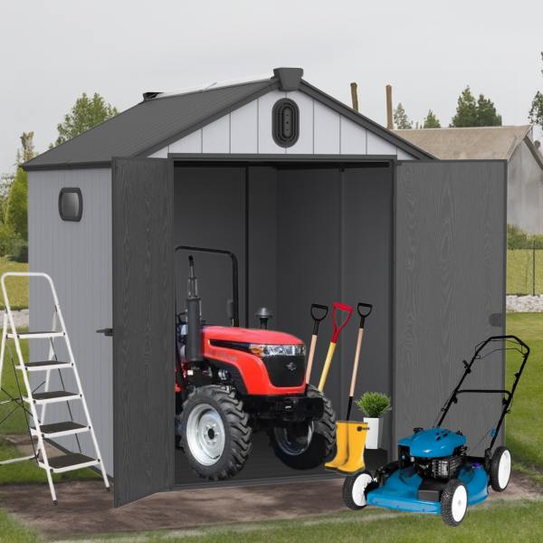 XWT012 6*8ft plastic storage shed for backyard garden big spire Tool storage Online