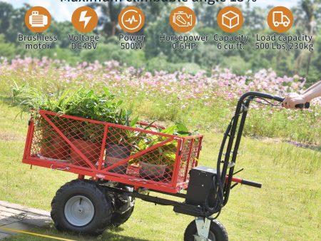 Wheelbarrow Utility Cart Electric Powered Cart 48V28Ah 500W  Capacity 500lbs (230kg)  Material Hauler 1000lbs Towing Sale