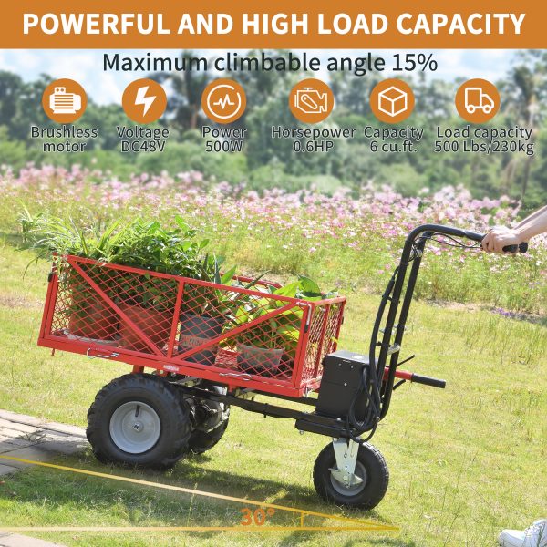 Wheelbarrow Utility Cart Electric Powered Cart 48V28Ah 500W  Capacity 500lbs (230kg)  Material Hauler 1000lbs Towing Sale