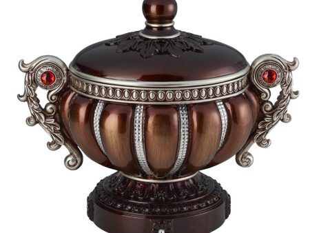 11.5  Tall  Delicata  Decorative Jewelry Box, Reddish Bronze with Silver Accents For Sale