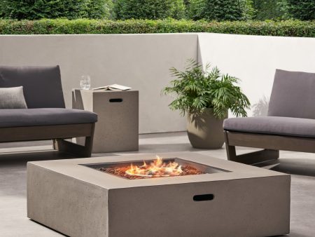 [Ship to Canada only]50000 BTU Outdoor Square MgO Propane Fire Pit Table with Tank Holder - Light Gray Online Hot Sale