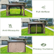 10  X 12  Hardtop Gazebo, Aluminum Metal Gazebo with Galvanized Steel Double Roof Canopy, Curtain and Netting, Permanent Gazebo Pavilion for Party, Wedding, Outdoor Dining, Brown on Sale