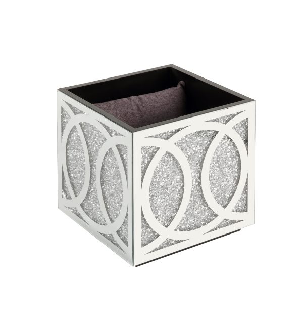 ACME Noralie OTTOMAN W STORAGE Mirrored & Faux Diamonds AC00529 For Sale