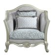 ACME Qunsia Chair w 2 Pillows, Light Gray Linen & Champagne Finish LV01119 Supply